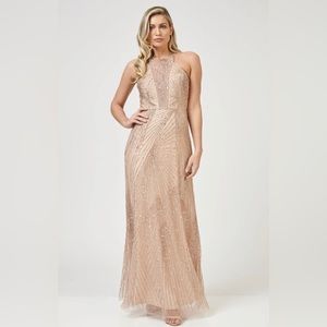 Beaded Maxi dress in Champagne, Lace & Beads, BHLDN, Gatsby style